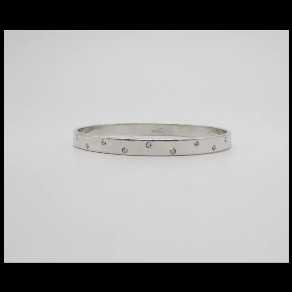 Signed Swarovski Silver Bangle Bracelet With Swarovski Crystals